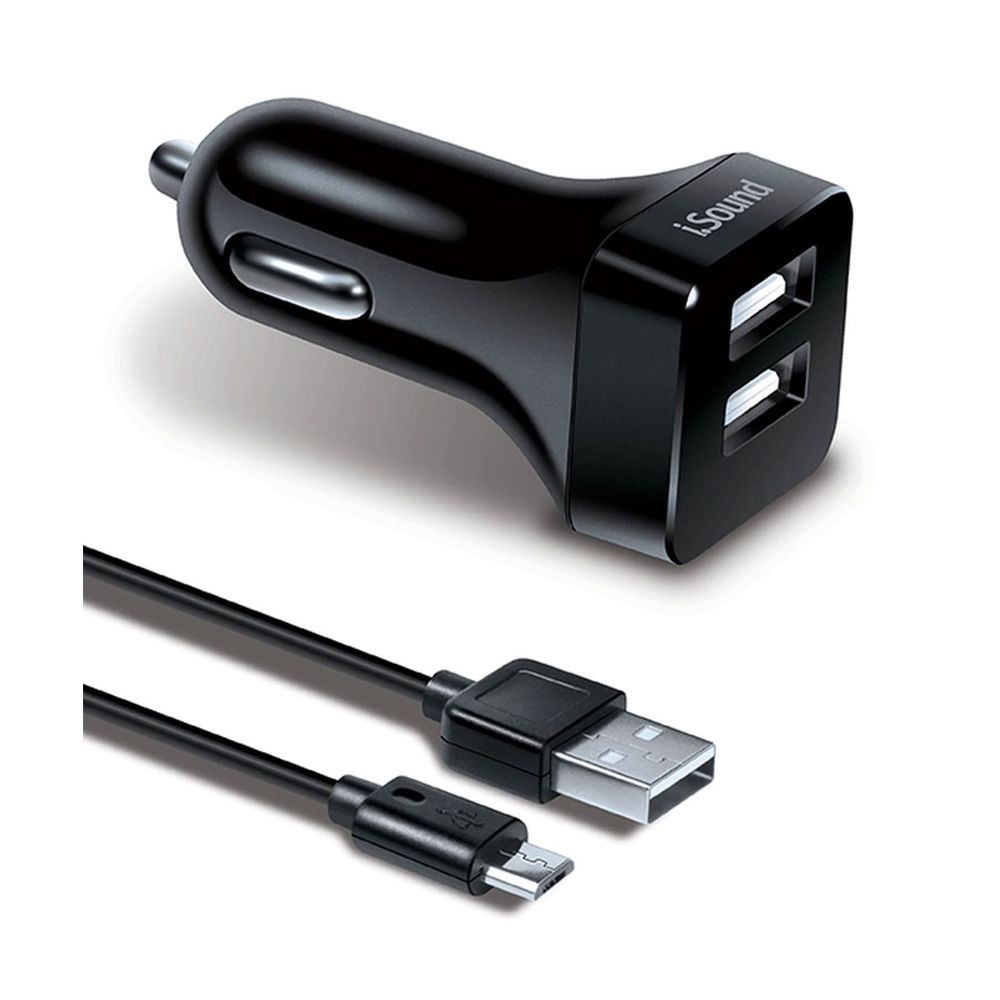 Carregador veicular 2 x USB, 2.4 A + cabo micro USB