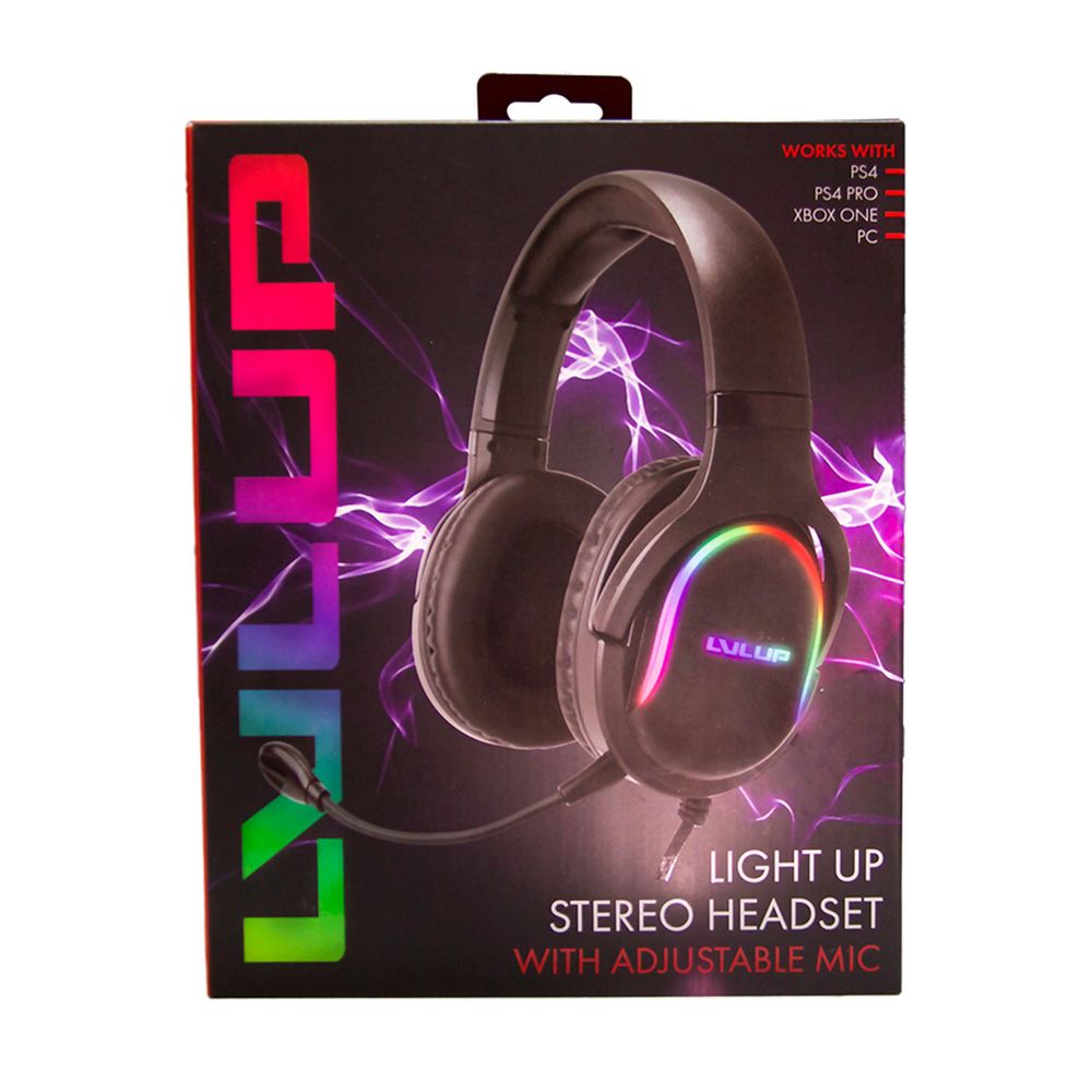 Gaming Headset Light Up Stereo Level UP para Xbox, PS, Switch, PC e