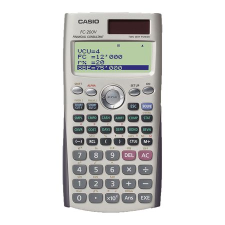 Calculadora financeira Casio c monitor de 4 linhas FC 200V opeco20