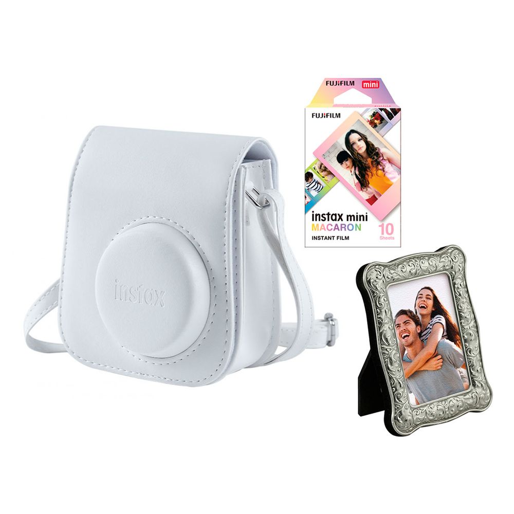 Bolsa Instax Mini11 Branca, Porta-Retrato e Filme Instax Mini Macaron 10 poses