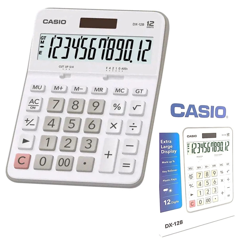 Calculadora Casio De Mesa Visor XL, 12 Dígitos E Alimentação Dupla MX ...