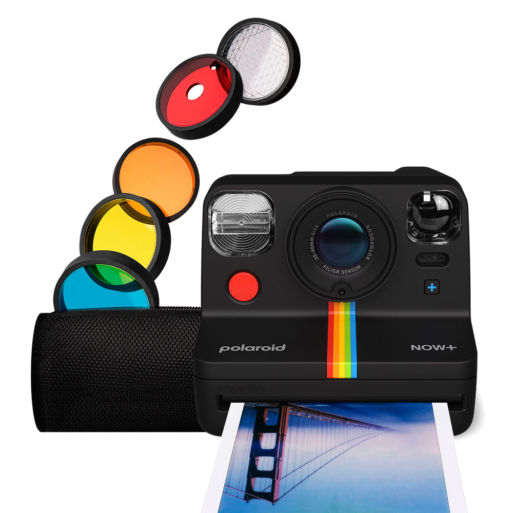 Câmera instantânea Polaroid Now+ i-Type Bluetooth com 5 filtros de lente -Preta