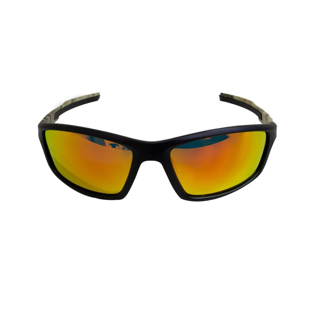 Óculos de Sol Esportivo Espelhado em Policarbonato Preto