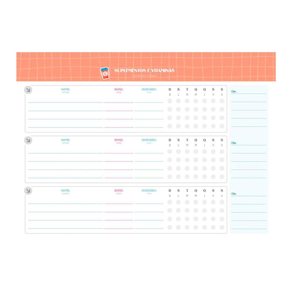 Planner Fitness 104Fls de boas Bege Jandaia opeco20