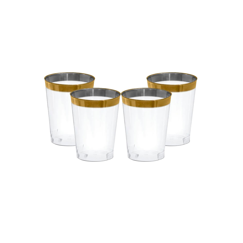 Encontraproduto.com.br - Copo Acrilico SilverFestas Premium 300ml Borda Dourada