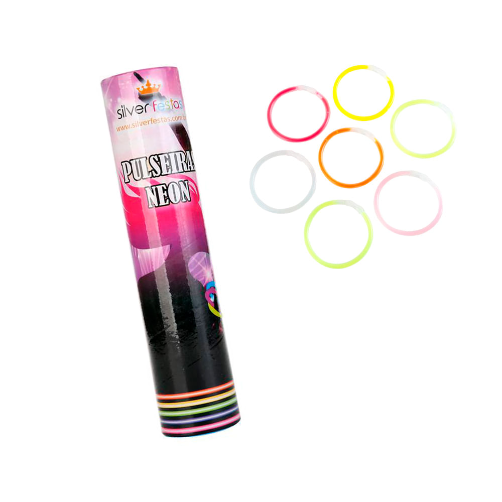 Pulseiras Neon Brilha Escuro SilverFestas Brilha Tubo 50Un