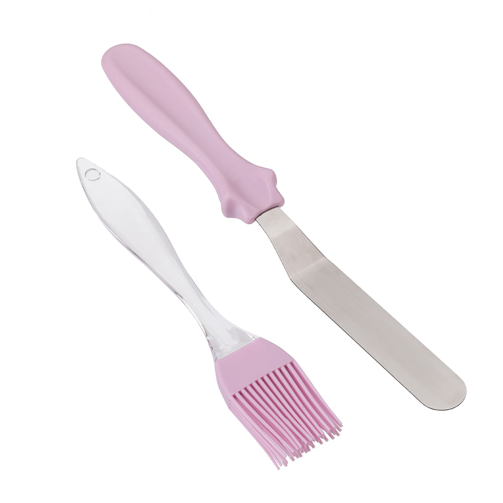 Kit Espátula e Pincel Inox para confeitar Bolo SilverChef
