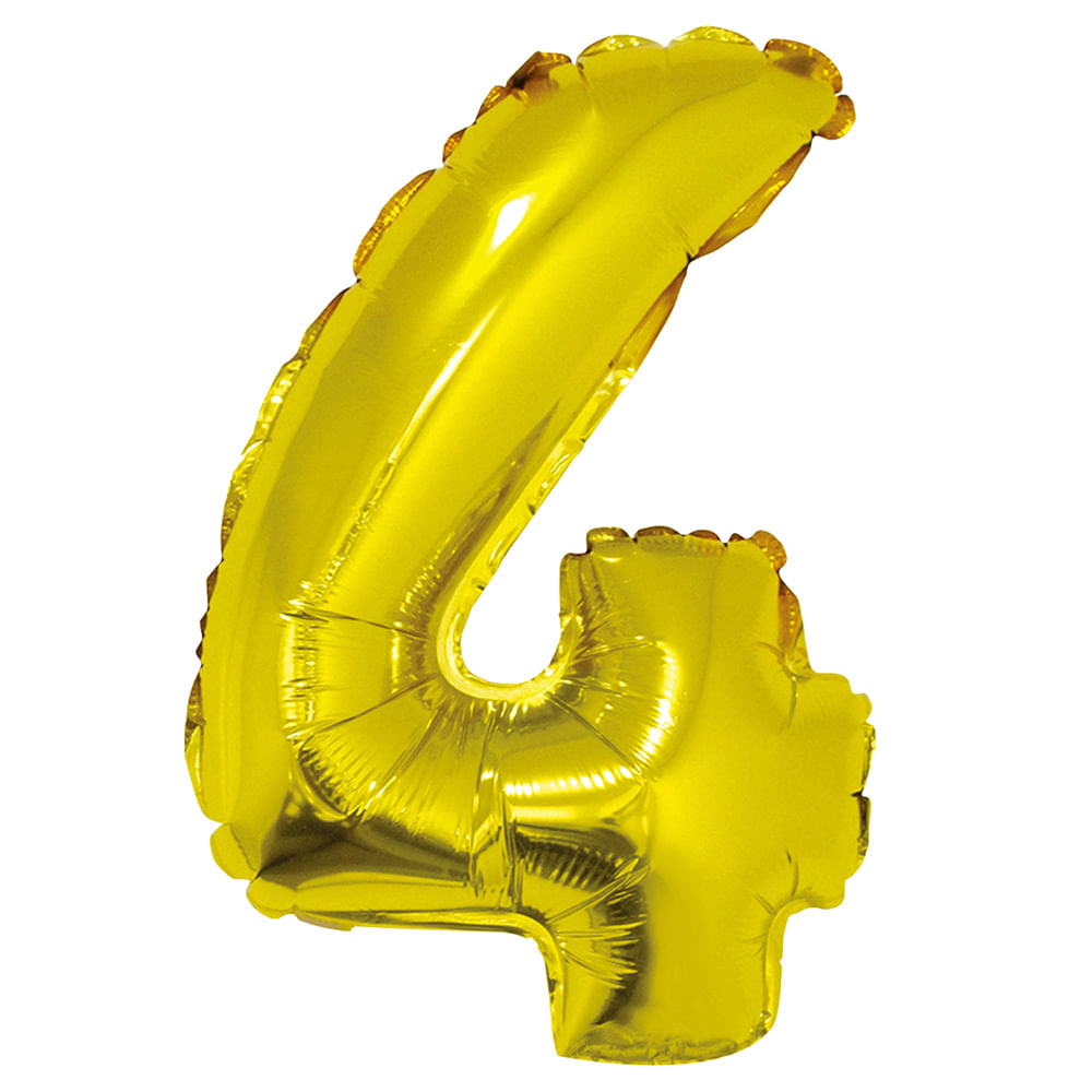 Encontraproduto.com.br - Balão Metalizado 40cm 16 polegadas com canudo número 4 SilverFestas