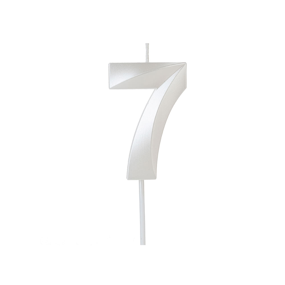 Encontraproduto.com.br - Vela de Aniversário Design Perolizada Branca Nº 7 - Silver Festas