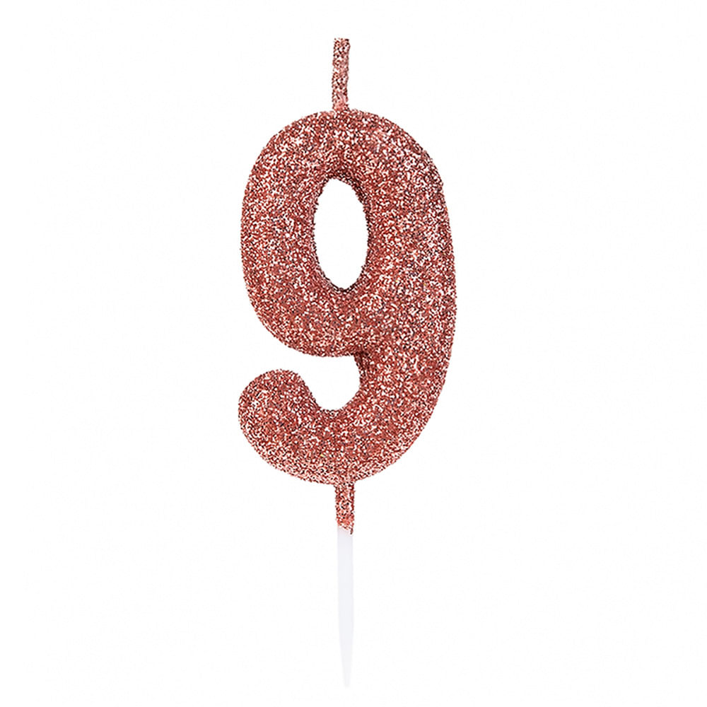 Vela Metalizada com Glitter Número 9 SilverFestas