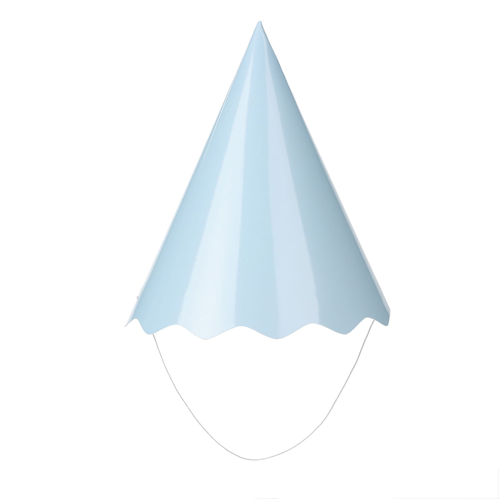 Chapéu de Papel Liso Azul claro com 8 Unidades -SilverFestas