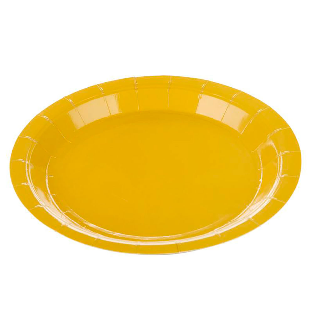 Prato de Papel Liso dourado 18 cm- 10 unidades SilverFestas