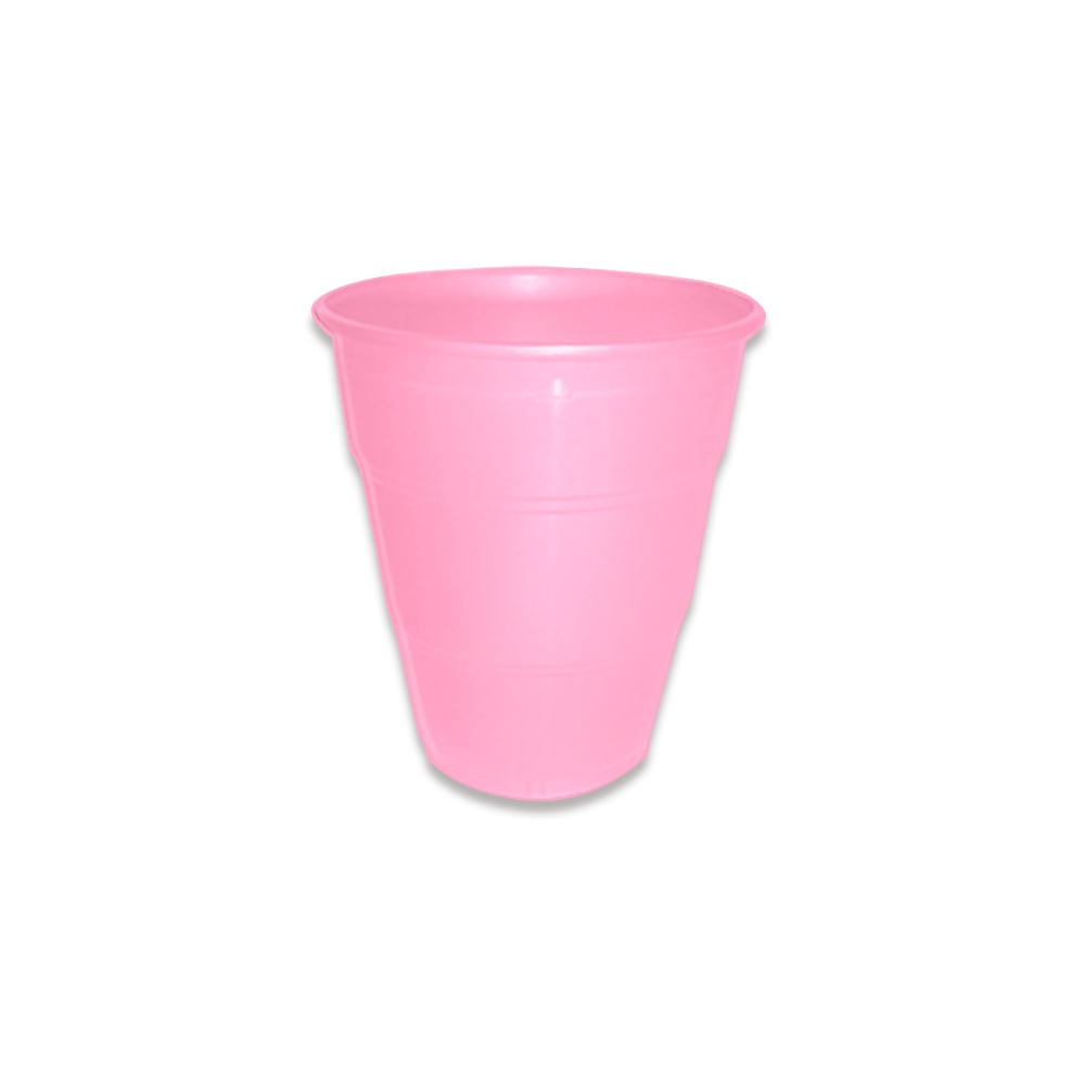 Copo de Plástico Silver Plastic Happy Line Rosa
