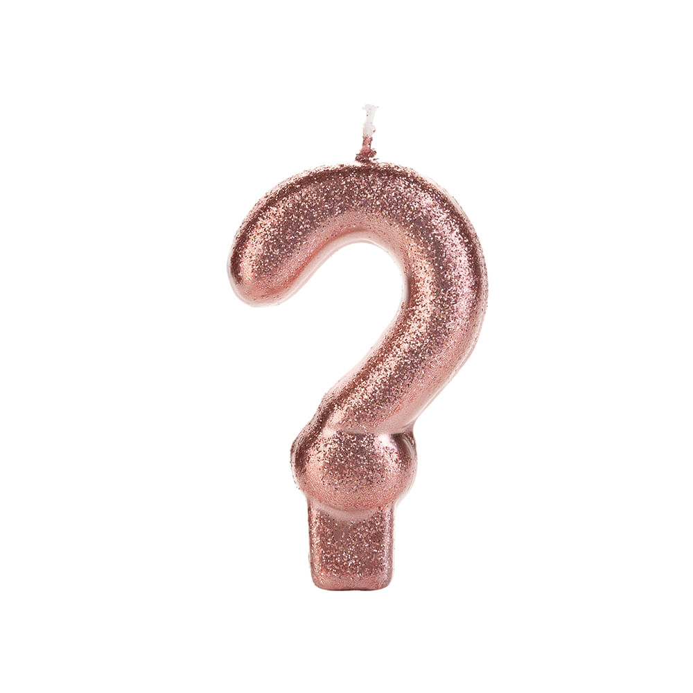 Vela Metalizada com Glitter bronze Interrogação - SilverFestas