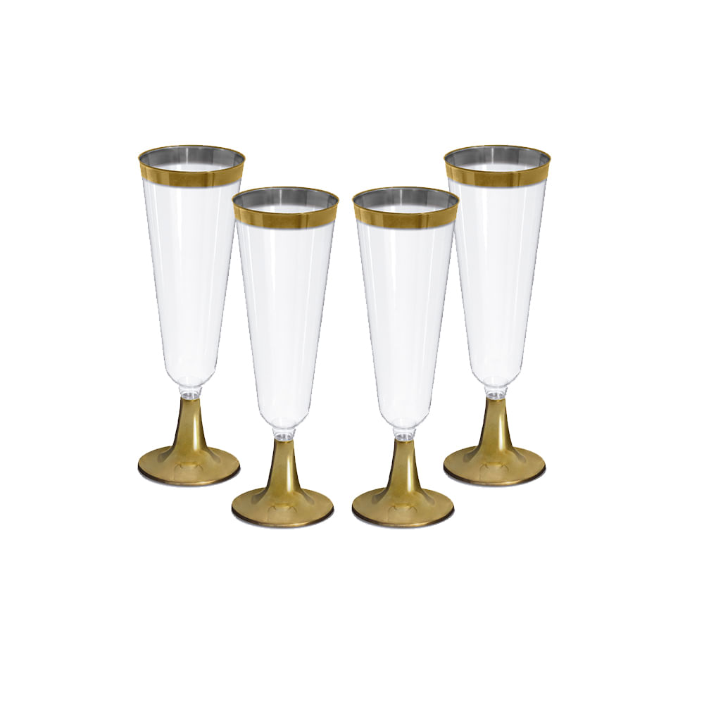 Taça Champagne Premium Linha Gold 150ml Estilo E Durabilidade SilverPlastic