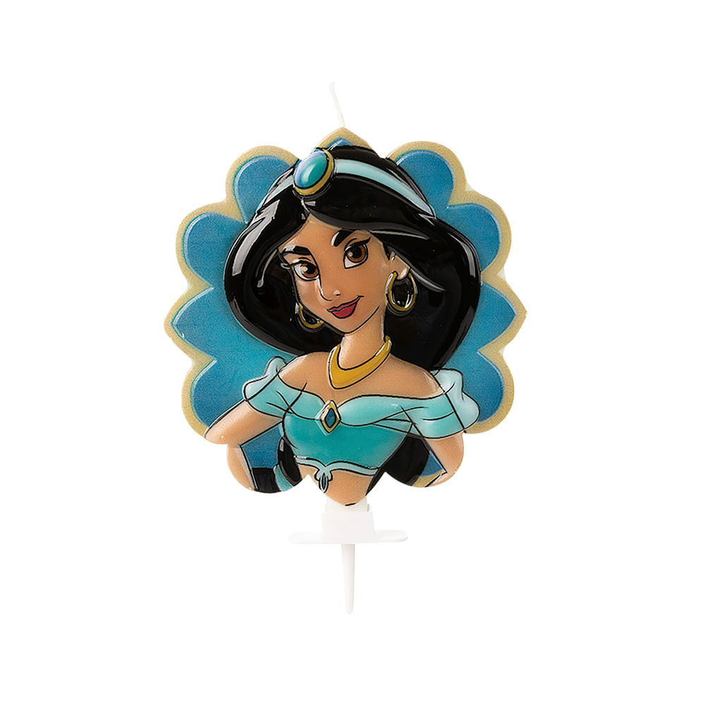 Encontraproduto.com.br - Jasmine Vela de Aniversário Disney Princesa - Silver Festas