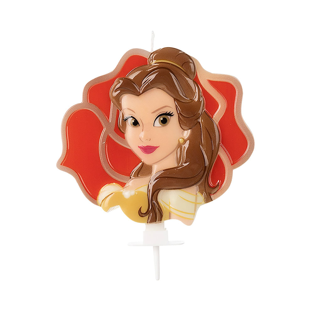 Encontraproduto.com.br - A Bela e a Fera Vela de Aniversário Disney Princesa - Silver Festas