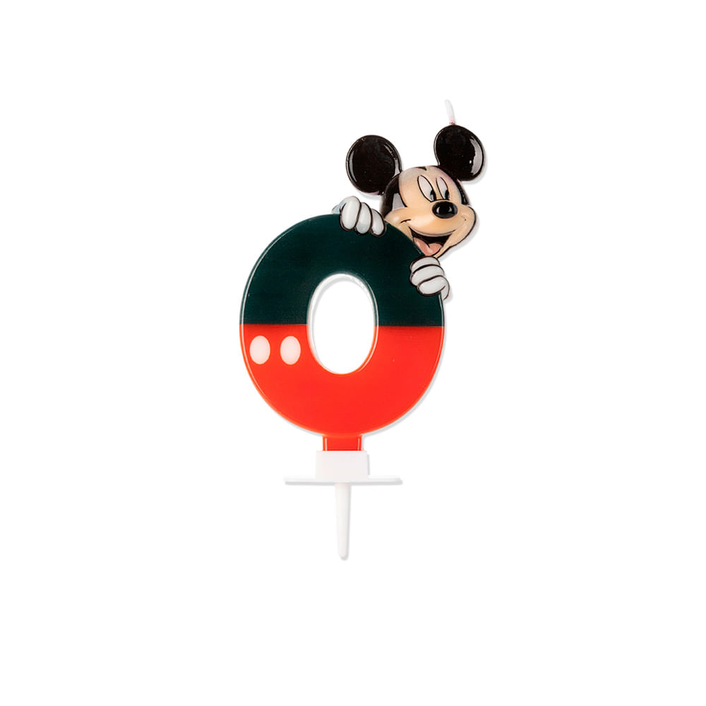 Vela de Aniversário Mickey número 0 - Silver Festas