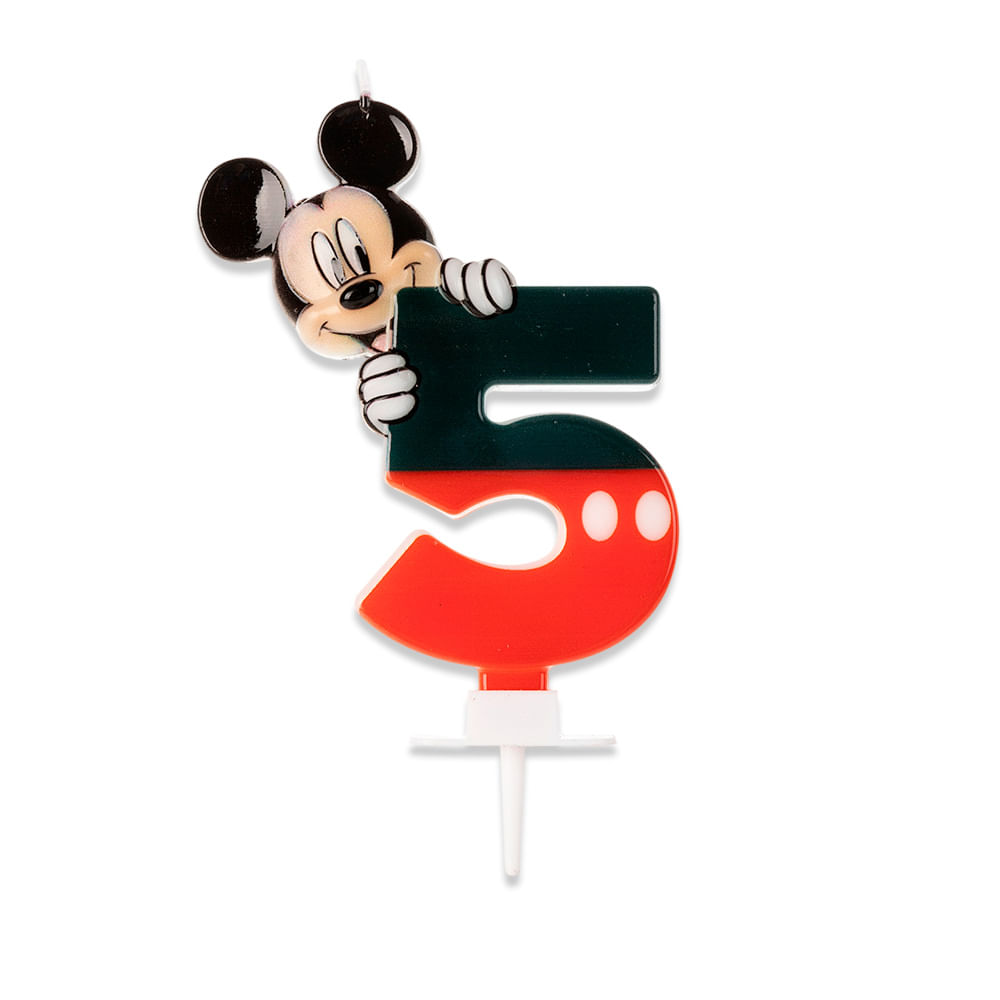 Encontraproduto.com.br - Vela de Aniversário Mickey Número 5 - Silver Festas