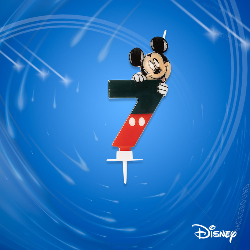 Encontraproduto.com.br - Vela de Aniversário Mickey Número 7 - Silver Festas