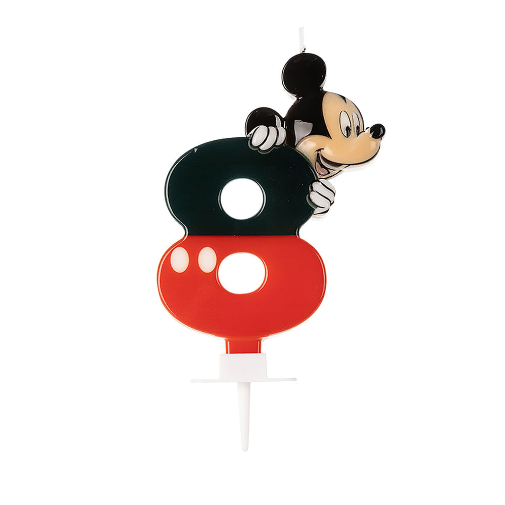 Encontraproduto.com.br - Vela de Aniversário Mickey Número 8 - Silver Festas
