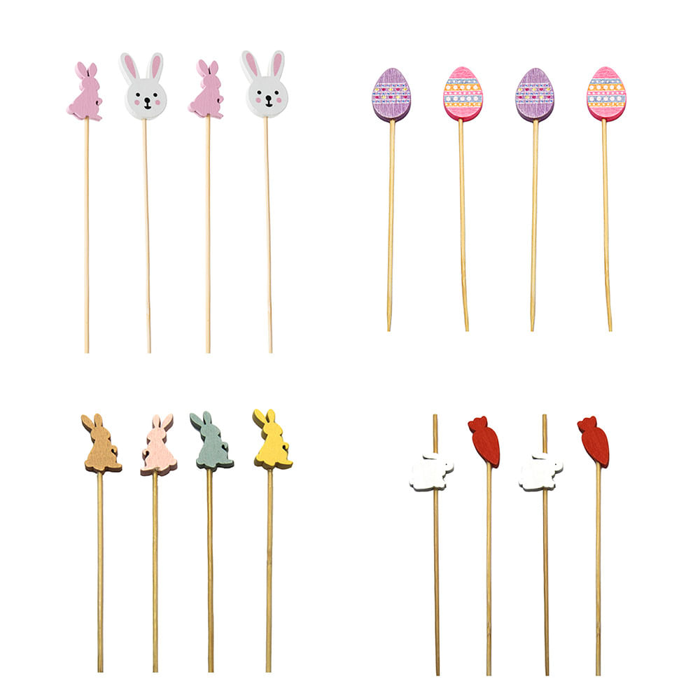 Encontraproduto.com.br - Picks Bambu Páscoa Ref.HA386 c/20 - Silver Festas