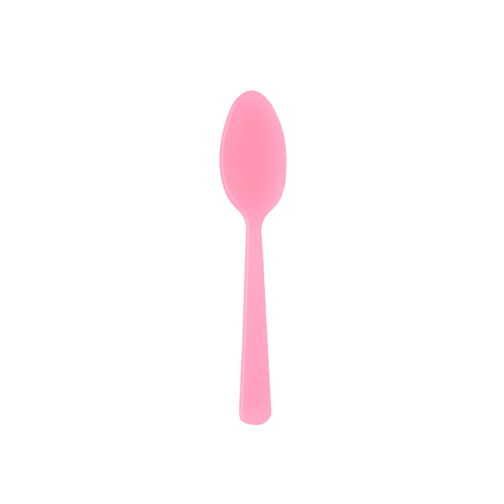 Encontraproduto.com.br - Colher Happy Line rosa claro 15cm - 10 unidades SilverFestas